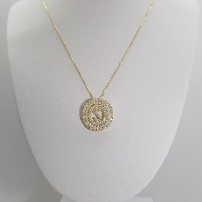 ( S ) Ασημένια 925 αλυσίδα επίχρυση για λαιμό με αρχικό γράμμα S