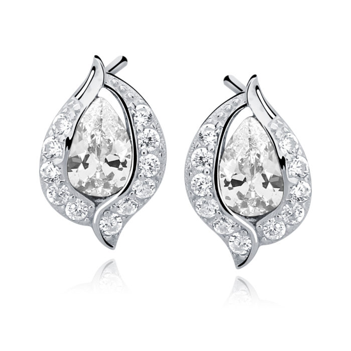 Taylor - Ασημένια Σκουλαρίκια (925) με Zιργκόν White