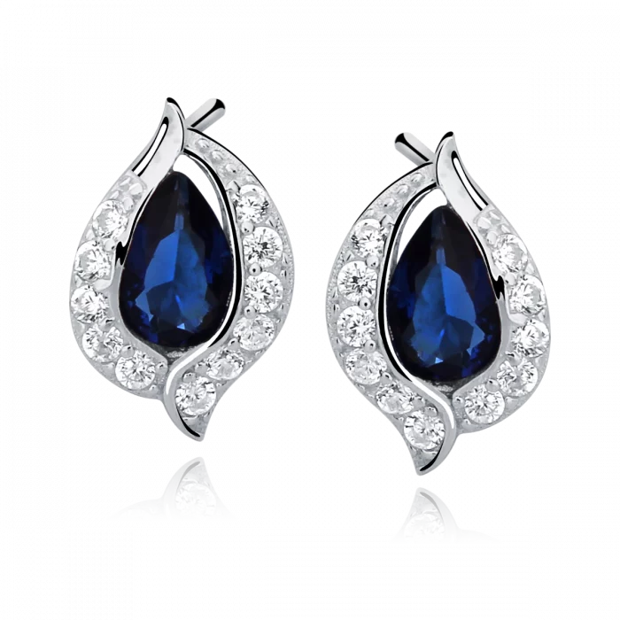 Taylor - Ασημένια Σκουλαρίκια (925) με Zιργκόν Sapphire