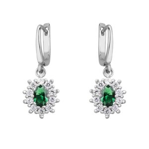 Luisa - Ασημένια Σκουλαρίκια (925) με Ζιργκον Emerald - Image 1