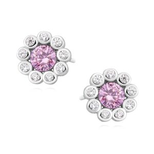 Aleena - Ασημένια Σκουλαρίκια (925) με Ζιργκον Light Pink - Image 1
