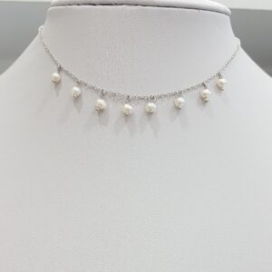Ασημένιο κολιέ 925 choker με πέρλες - Image 1