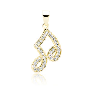 Kaia - Ασημένιο Μενταγιόν Νότα (925) με Ζιργκόν - Επίχρυσο 24Κ - Image 1