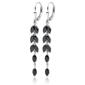 Linda - Ασημένια Σκουλαρίκια (925) με Ζιργκόν Black - Image 1