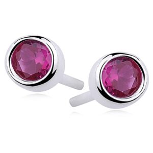 Sofia - Ασημένια Σκουλαρίκια (925) με Ζιργκον Ruby - Image 1