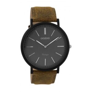 Ρολόι OOZOO Vintage με καφέ λουράκι και γκρι καντράν - Image 1