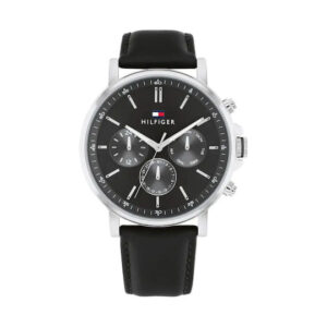 Tommy Hilfiger Ρολόι Μπαταρίας με Μαύρο Δερμάτινο Λουράκι - Image 1