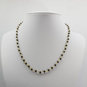 Ασημένιο 925 κολιέ ροζάριο, επιχρυσωμένο με μαύρους κρυστάλλους - Image 1