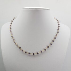 Ασημένιο 925 κολιέ ροζάριο, επιχρυσωμένο με μωβ κρυστάλλους - Image 1